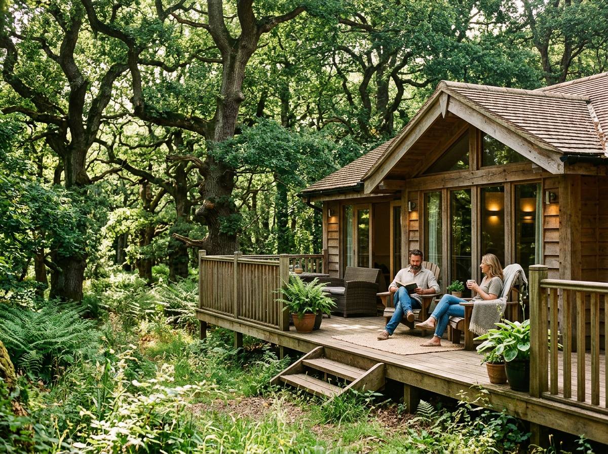 Holiday lodge on the edge of an ancient oak forest in the East Midlands