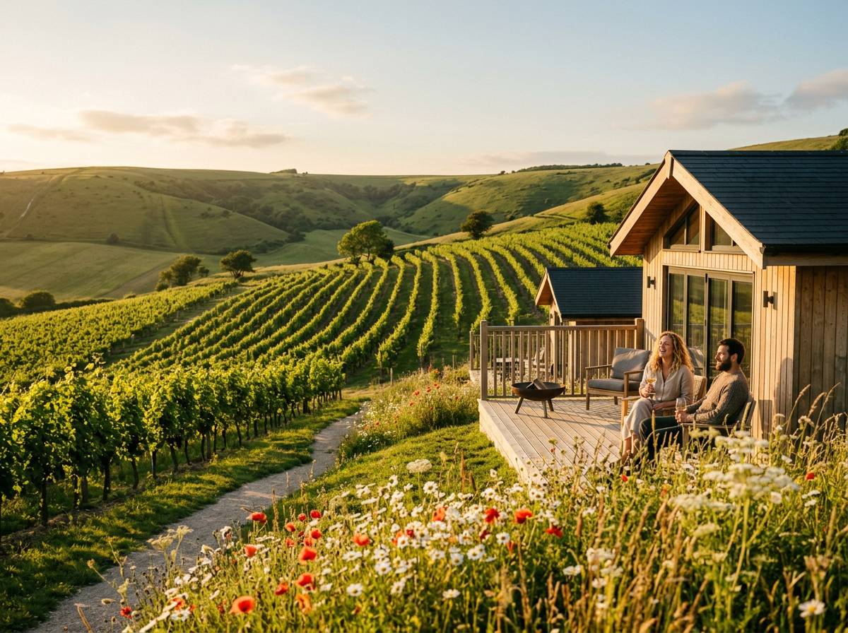 Holiday lodge beside a vineyard on the South Downs